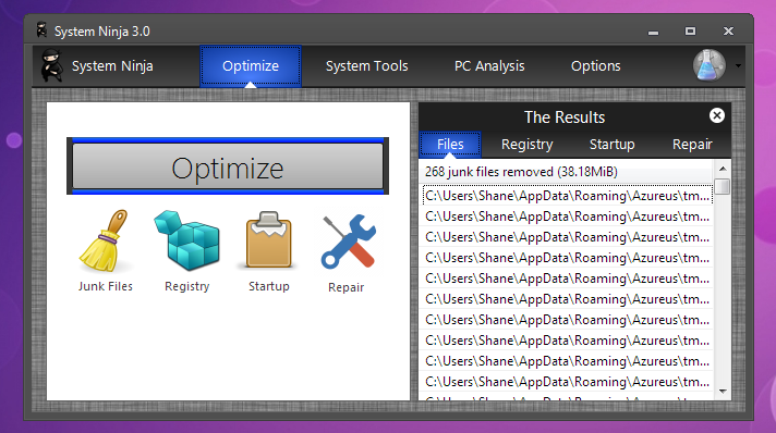 System Ninja Pro features a simplified interface alternative.